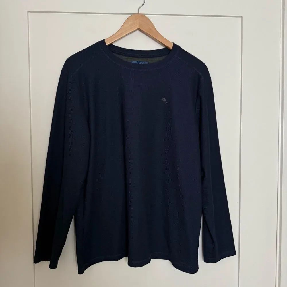 Tommy Bahama Sweater Mens Sz L Blue Long Sleeve Crewneck Pullover Preppy Outdoor